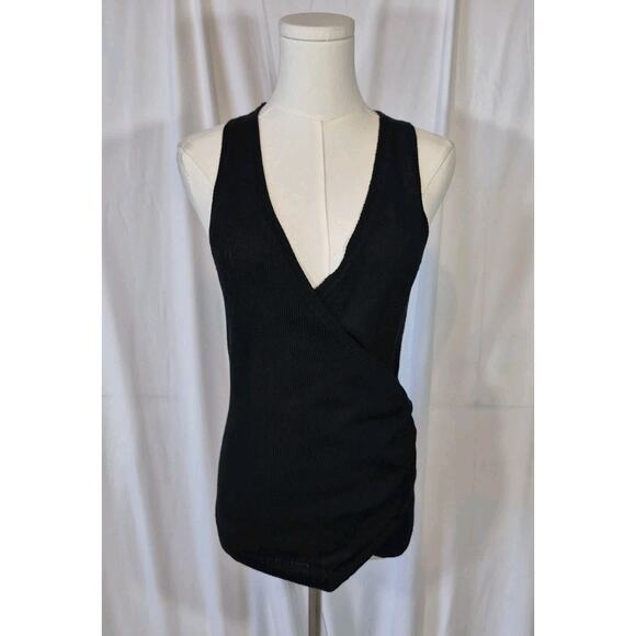 Brochu Walker Black Ribbed Sleeveless Cotton Blend Top Small - Picture 2 of 11